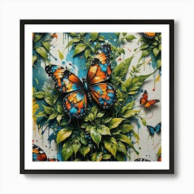 Butterflies On The Wall Art Print