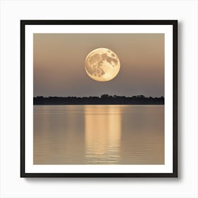 Full Moon Over Lake art print 1 Art Print