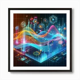 Abstract Digital Wave Art Print