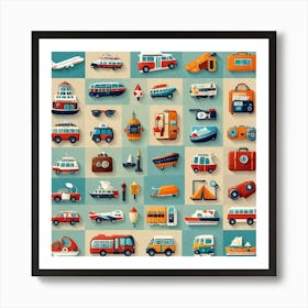 Flat Icons Set Art Print