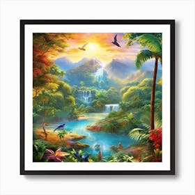 Waterfall In The Jungle - Jigsaw Puzzle 1 Art Print