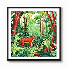 Jungle Predator Cubism Style Art Print