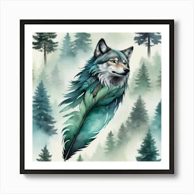 Wolf Feather Art Print