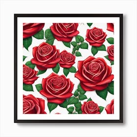 Red Roses Seamless Pattern 5 Art Print