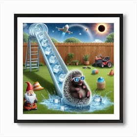 Hedgehog On A Slide Art Print