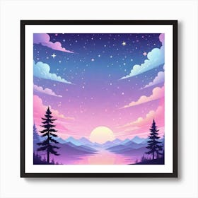 Sky With Twinkling Stars In Pastel Colors Square Composition 189 Art Print