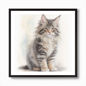 Mainecoon Kitten water color Art Print