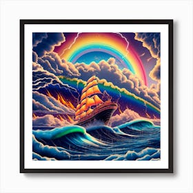 Rainbow Ship Art Print