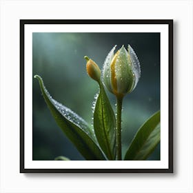 Tulip In The Rain Art Print