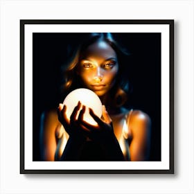 Woman Holding A Crystal Ball Art Print