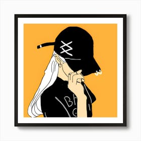 Girl With Hat 1 Art Print