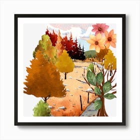 Autumn Season Tropical landscape Plant art Art Print