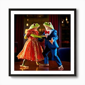 Firefly Frogs, Dancing, Tango, Female Frog, Male Frog, Argentine Restaurant, Matching Clothes, Livel (8) Art Print