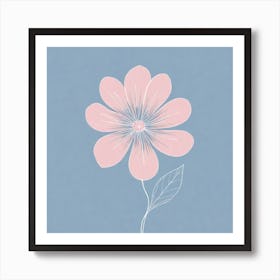 A White And Pink Flower In Minimalist Style Square Composition 654 Art Print