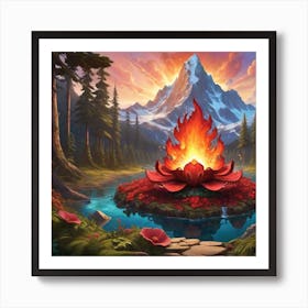 Fire In The Forest Art Print