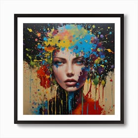 Woman With Paint Splatters Art Print