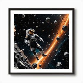 Through Asteroid Belts and Star Fields: The Astronaut’s Path Art Print