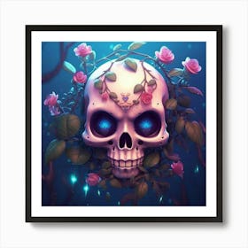 Skull With Roses 2 Art Print