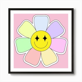 Retro Flower Power Pink Art Print