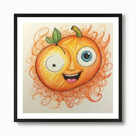 Orange Face 3 Art Print