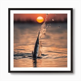 Fish in the water at sunset Art Print