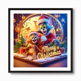 Tom and Jerry in merry Christmas Art Print