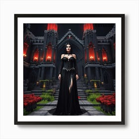 Woman In A Dark Castle Art Print