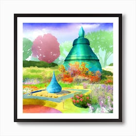 Painting Of Garden Of Cosmic Speculation, United Kingdom Art Print