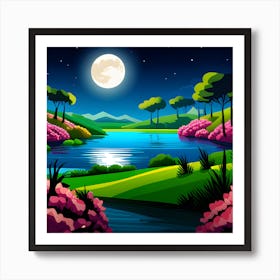 Landscape At Night Art Print