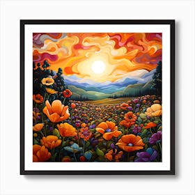 Poppies At Sunset 1 Art Print