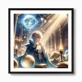 Boy In A Library Art Print