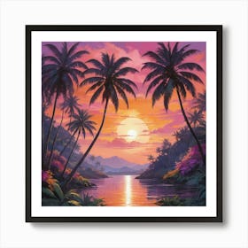 Sunset Palm Trees 2 Art Print