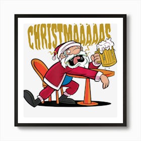 Funny Santa Claus Beer Christmas M�h Women Men Art Print