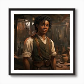 Young Black Man In A Workshop Art Print