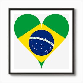Heart Love Flag Brazil Brazil Flag Heart Shaped Art Print