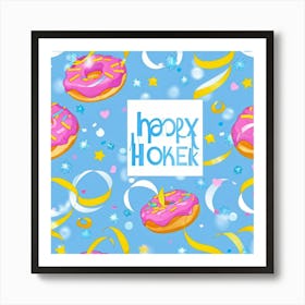 Abstract Happy Shower Scene Seamless Paper Design Featuring A Geometric Pattern Of Donuts With Ribb (3) Art Print