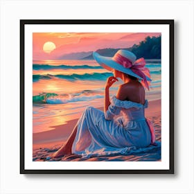 Sunset Reverie A Captivating Portrait Of Tranquility And Contemplation (1) Art Print