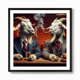 Goats In A Bar Art Print