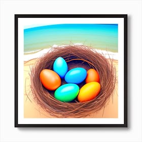 Easter Eggs In A Nest 37 Art Print