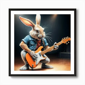 Rabbit Playing Guitar 10 Art Print