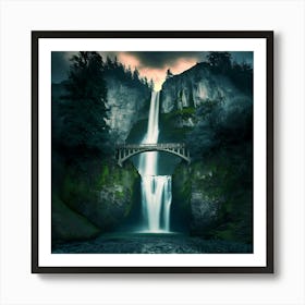 Multnomah Falls at sunset. Just one of many large waterfalls along the Columbia Gorge in Washington and Oregon(31) Art Print