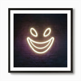 Happy Smiling Face Neon Sign Art Print