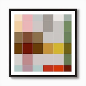 Colorful Checkered Tiles Square Art Print