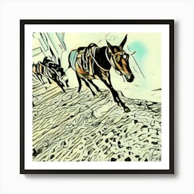 Donkeys En Route Print Art Print