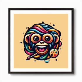 Monkey With Paint Brush Art Print