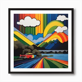 Driving In The Rainbow Art Print