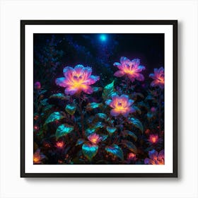 Glow In The Dark Flowers Art Print