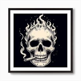 Skull With Cigarette Art Print