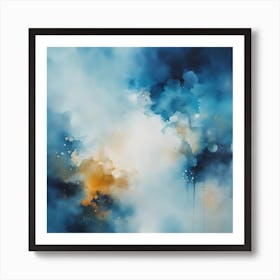 Abstract Minimalist Painting That Represents Duality, Mix Between Watercolor And Oil Paint, In Shade (12) Art Print