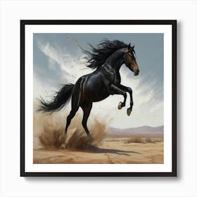 Horse Galloping In The Desert Art Print